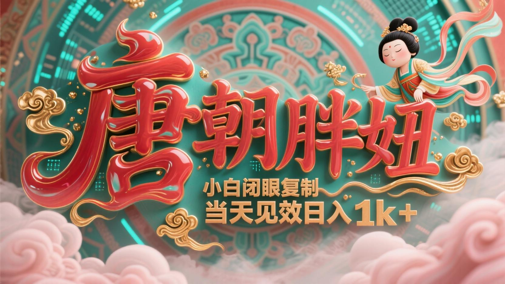 用AI克隆“唐朝胖妞”日更3条，平台疯狂推流，小白闭眼复制，当天见效，日入1k+-小新博客