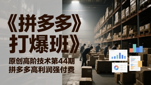 《拼多多打爆班》原创高阶技术第44期，拼多多高利润强付费-轻合创
