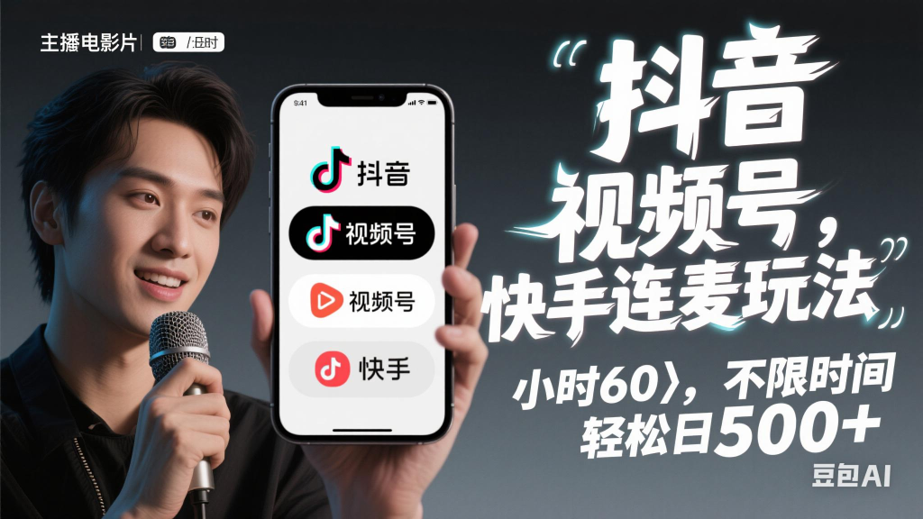 抖音，快手，视频号无脑连麦玩法！快速入门，单日稳冲1000+-轻合创