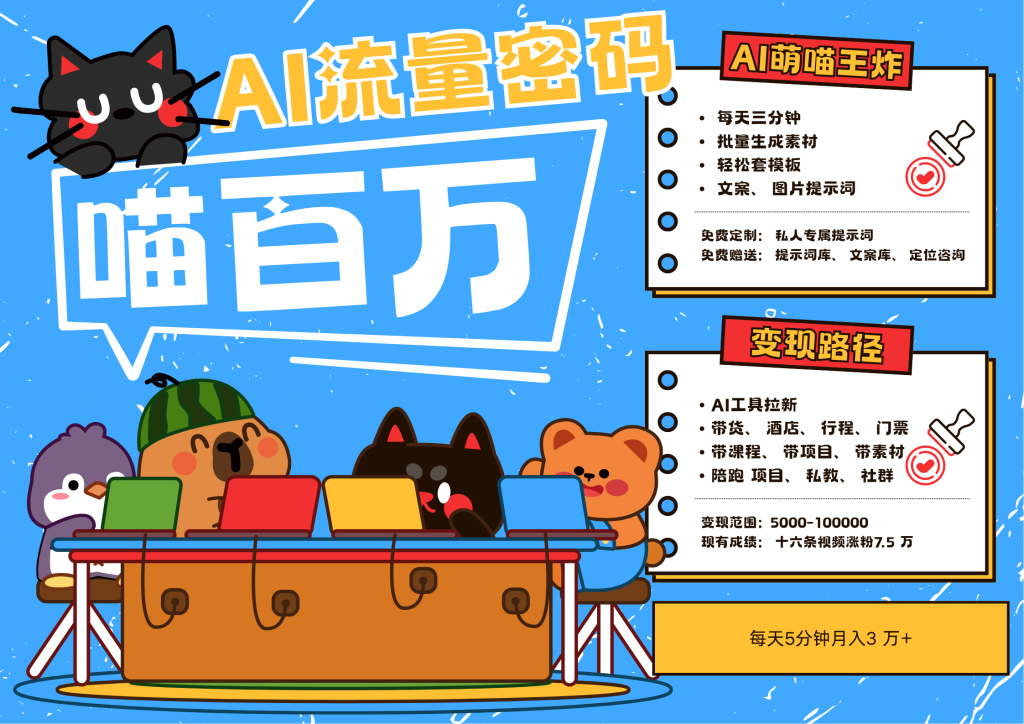 AI+宠物+旅行，2025最火流量密码 轻松用AI宠物做文旅账号，N种变现渠道月入五位数-轻合创