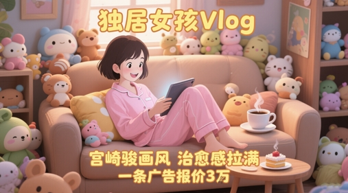 单个账号涨粉71W！用AI制作独居女孩Vlog，宫崎骏画风，治愈感拉满，一条广告报价3W-轻合创