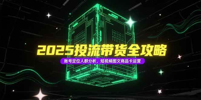 （15233期）2025投流带货全攻略，账号定位人群分析，短视频图文商品卡运营-轻合创