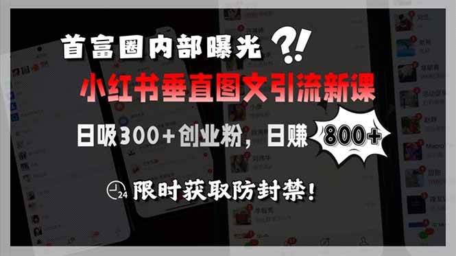 （15313期）首富圈内部曝光小红书垂直图文引流新课，日吸300+创业粉，日赚800+，限…-轻合创