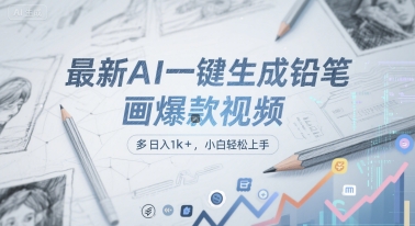 最新AI一键生成铅笔画爆款视频，多平台分发，日 入1k+，小白轻松上手【揭秘】-轻合创