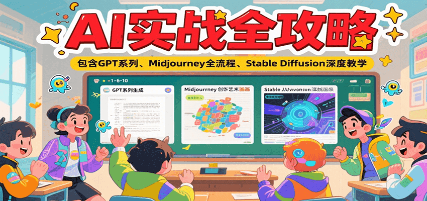 AI实战全攻略，包含GPT系列、Midjourney全流程、Stable Diffusion深度教学-轻合创