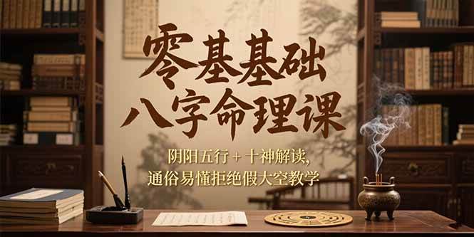 （15283期）零基础八字命理课，阴阳五行+十神解读，通俗易懂拒绝假大空教学-轻合创