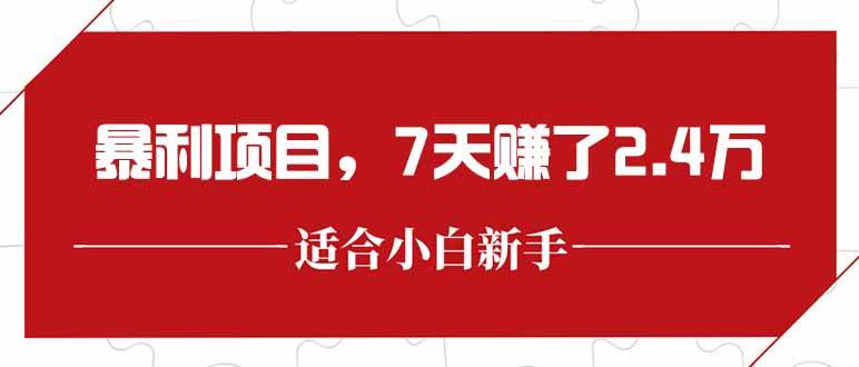 （15228期）最新暴利项目，每单收益轻松在300以上，7天赚了2.4万-轻合创