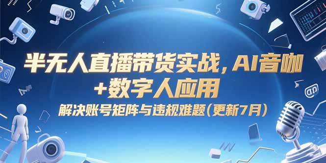 （15280期）半无人直播带货实战，AI音咖+数字人应用 解决账号矩阵与违规难题(更新7月)-轻合创