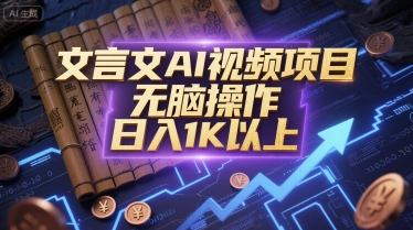 文言文AI视频项目，无脑操作，日入1K以上-轻合创