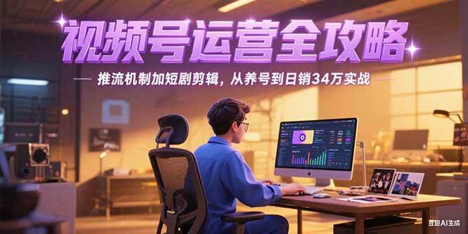 （15217期）2025视频号运营全攻略，推流机制加短剧剪辑，从养号到日销34万实战-轻合创