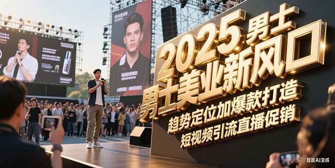 2025男士美业新风口，趋势定位加爆款打造，短视频引流直播促销-轻合创