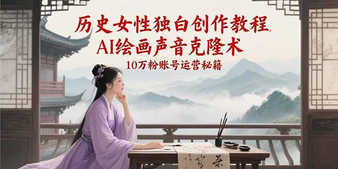 （15186期）历史女性独白创作教程，AI绘画声音克隆术，10万粉账号运营秘籍-轻合创