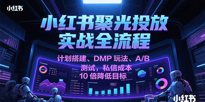 小红书聚光投放实战全流程，计划搭建、DMP玩法、A/B测试，私信成本10倍降低目标-轻合创