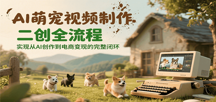AI萌宠视频制作二创全流程，实现从AI创作到电商变现的完整闭环-轻合创