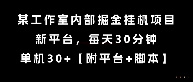 某工作室内部掘金挂G项目，新平台，每天30分钟，单机30+【揭秘】-轻合创