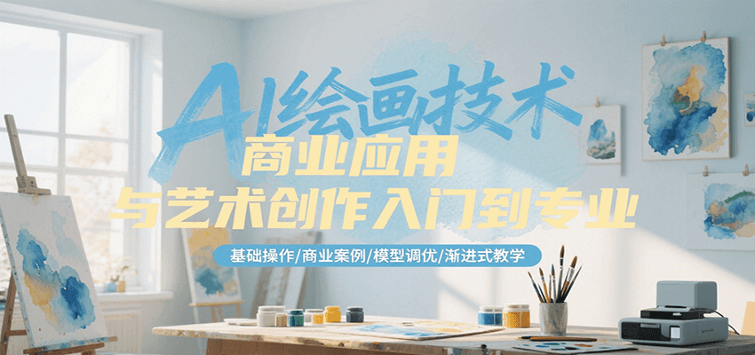 AI绘画技术商业应用与艺术创作入门到专业，基础操作/商业案例/模型调优/渐进式教学-轻合创