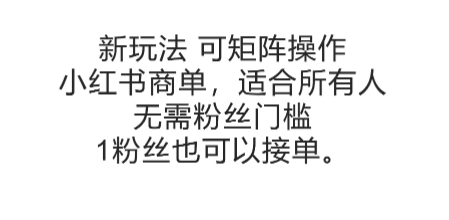 可矩阵操作，小红书商单新玩法，适合所有人，无需粉丝门槛，1粉丝也可以接单-轻合创