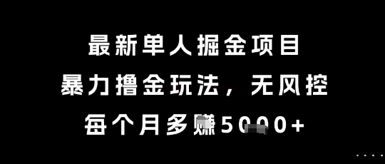 最新单人掘金项目，暴力撸金玩法，无风控，每个月多挣5k+【揭秘】-轻合创