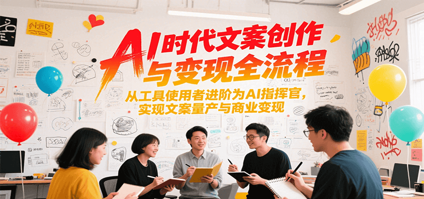 AI时代文案创作与变现全流程，从工具使用者进阶为AI指挥官，实现文案量产与商业变现-轻合创