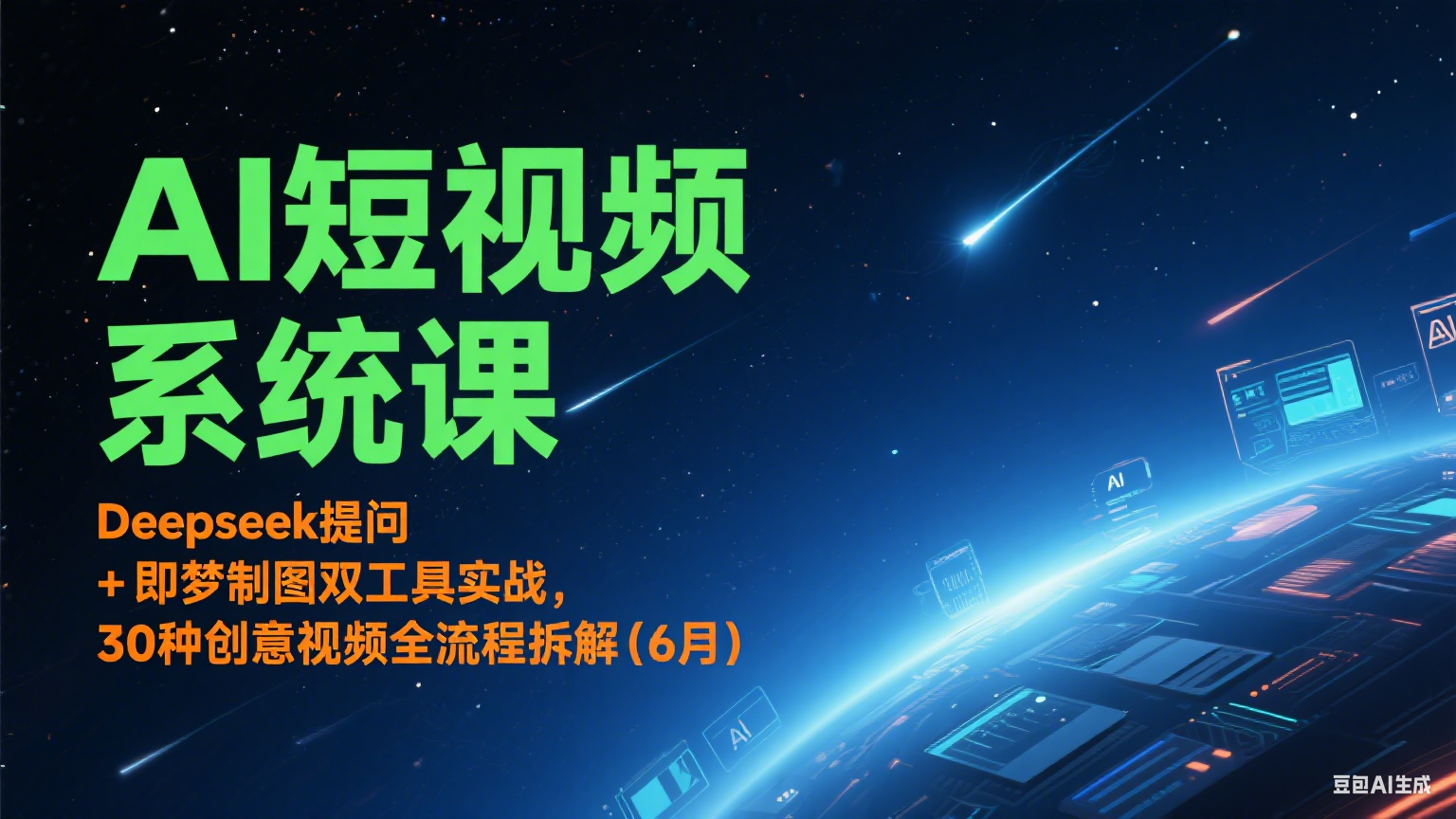 AI短视频系统课：Deepseek提问 + 即梦制图双工具实战，30种创意视频全流程拆解(6月)-轻合创