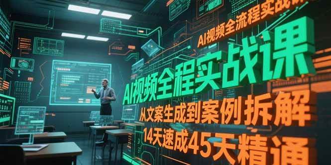 （15172期）AI视频全流程实战课，从文案生成到案例拆解，14天速成45天精通-轻合创