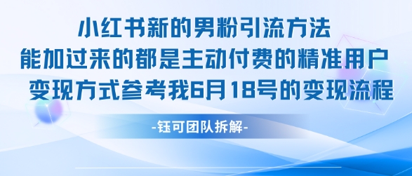 小红书全新男粉引流实操方法，日引流100多精准男粉-轻合创