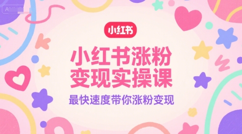 小红书涨粉变现实操课，最快速度带你涨粉变现-轻合创
