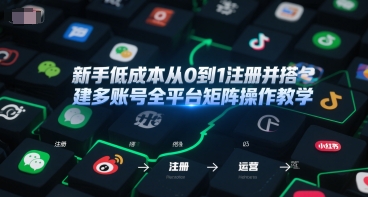 新手低成本从0到1注册并搭建多账号全平台矩阵操作教学，手机号-邮箱-IP-工具-轻合创