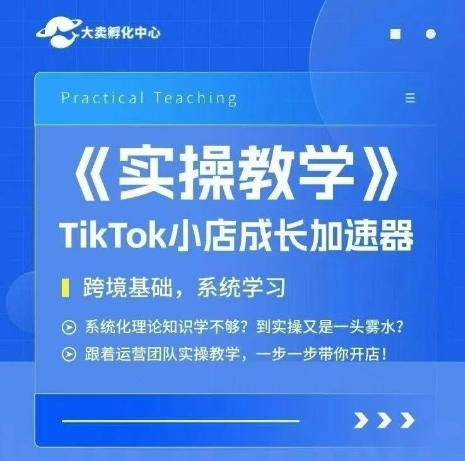 大卖家孵化中心TikTok实操课，TikTok小店成长加速器，跨境基础系统学习，一步一步带你开店-轻合创