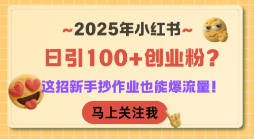 2025年小红书日引100+创业粉？这招新手抄作业也能爆流量！-轻合创