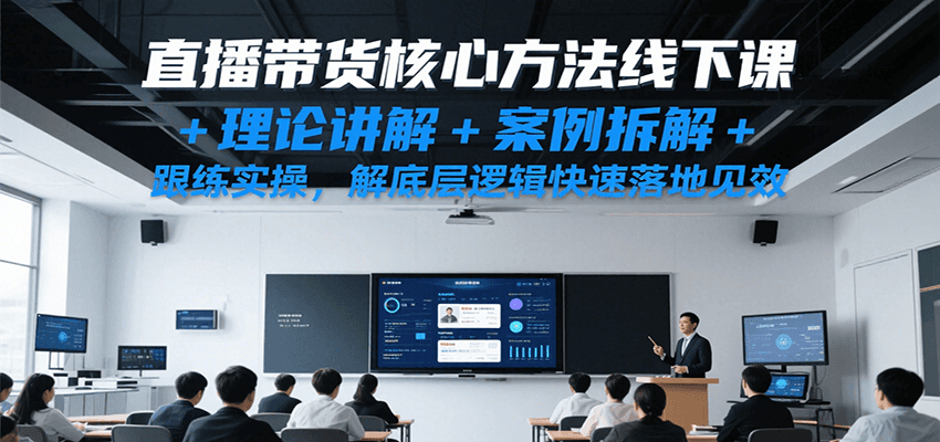 直播带货核心方法线下课，理论讲解+案例拆解+跟练实操，解底层逻辑快速落地见效-轻合创