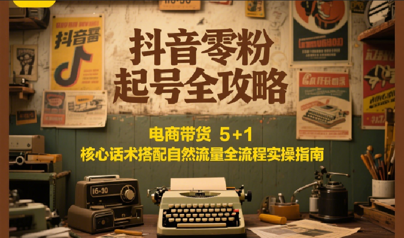 抖音零粉起号全攻略：电商带货 5+1 核心话术搭配自然流量全流程实操指南-轻合创