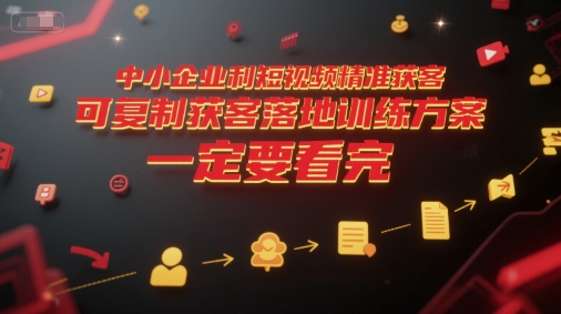 中小企业利用短视频精准获客，可复制获客落地训练方案，做好短视频，一定要看完-轻合创